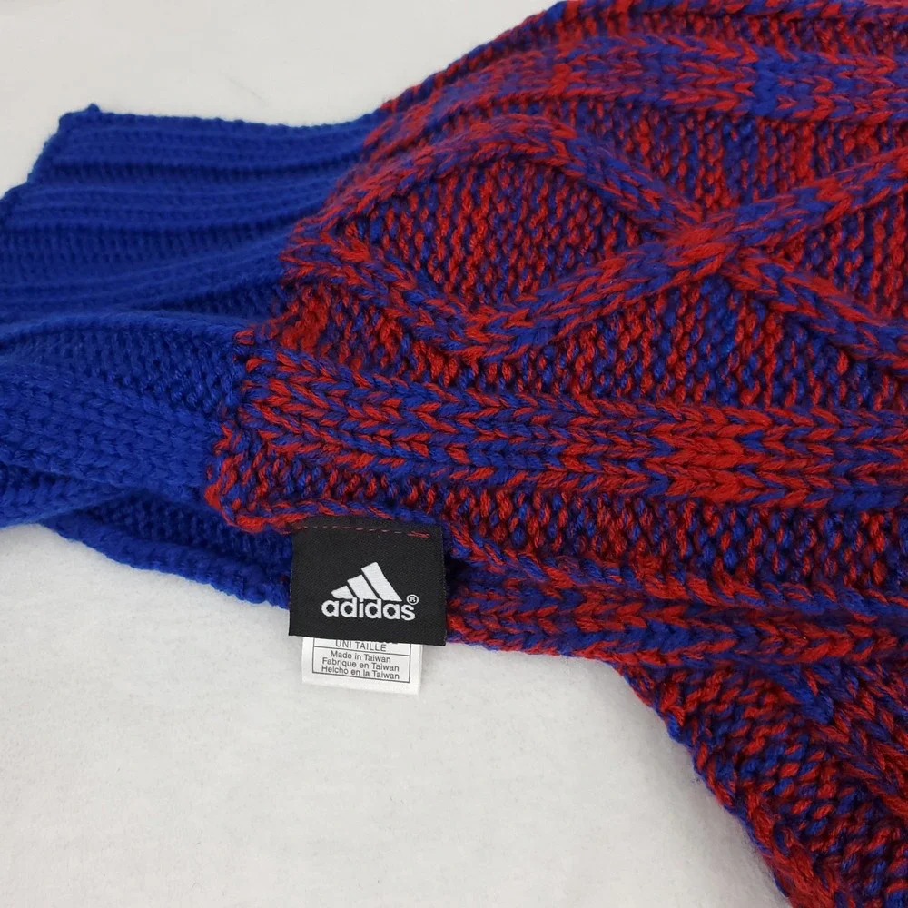 Kansas Jayhawks Adidas NCAA‎ Knit Scarf Woven Label Logo Red Navy New